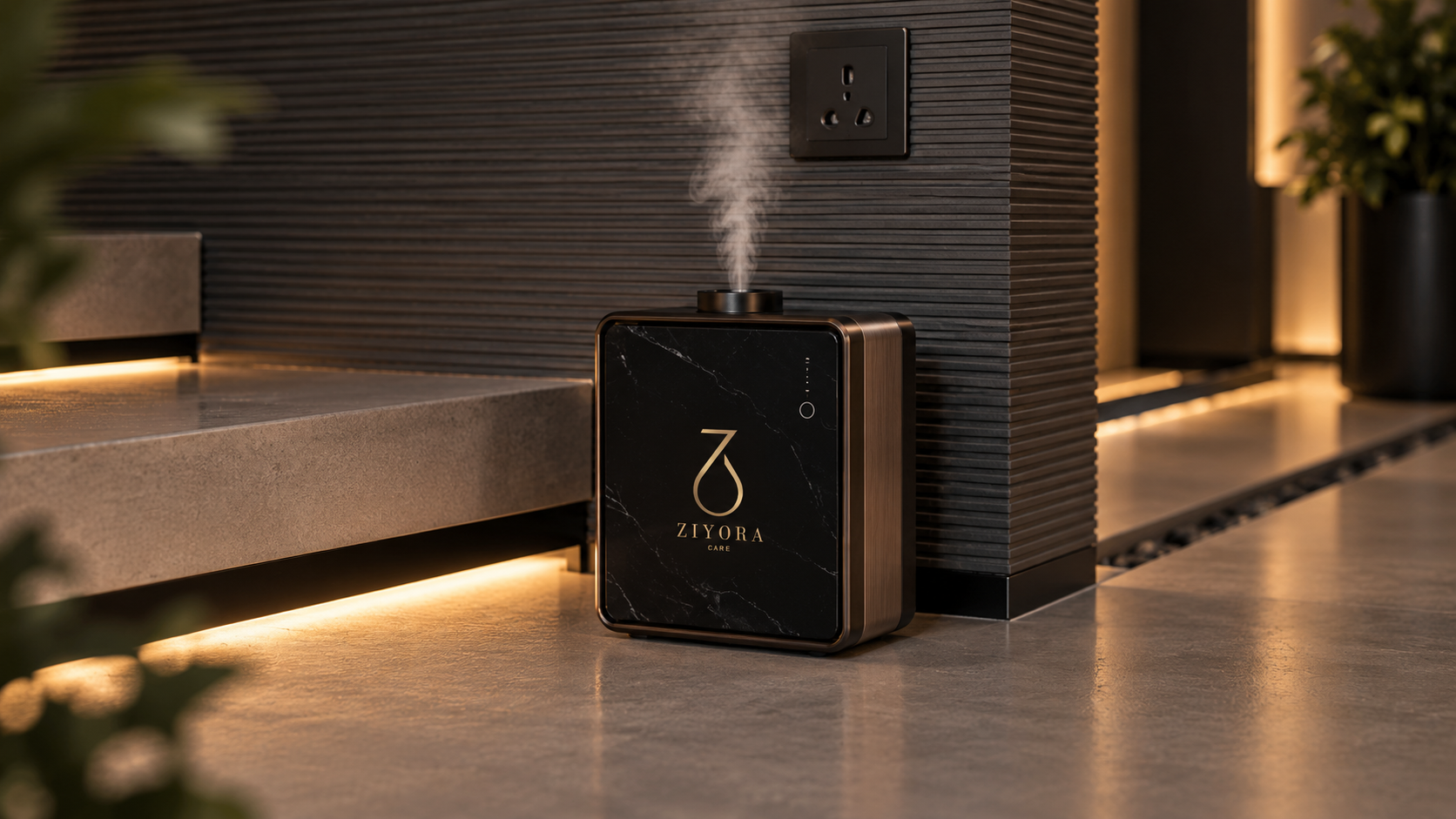 Ziyora Care aroma diffuser installed in a commercial hospitality space